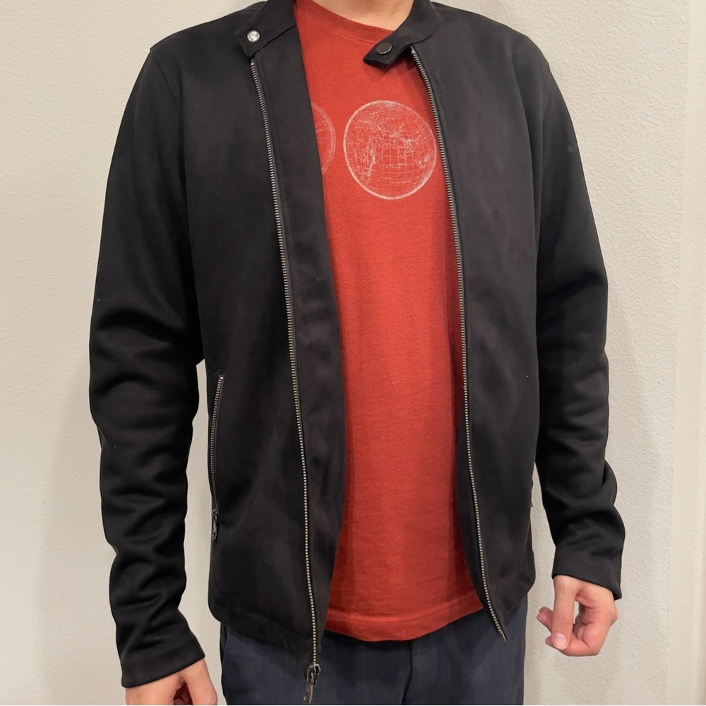 Men Black Faux Leather Jacket from Banana Republic